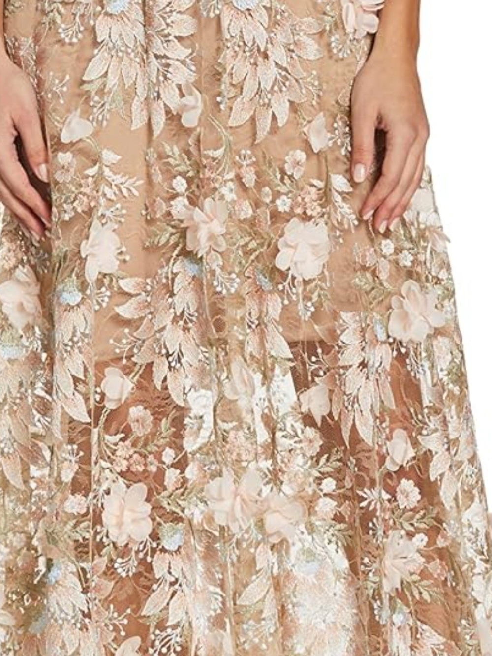 Dress the Population Nude Floral Appliqué V-Neck Maxi Dress - Picture 2 of 4